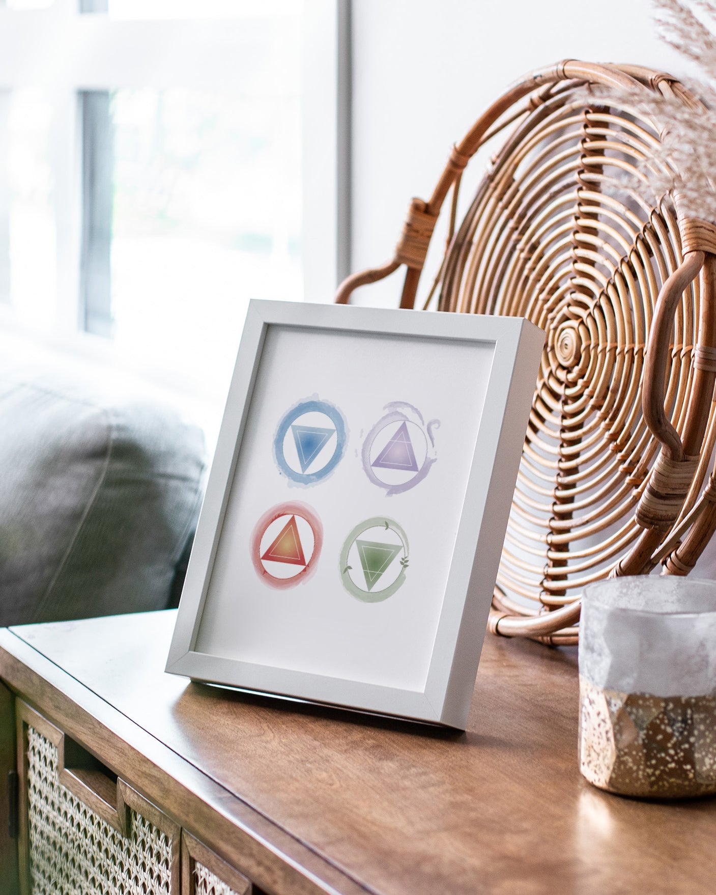 Four Elements Poster, Alchemy Print, Spiritual Symbols Poster, Water Fire Earth Air Poster