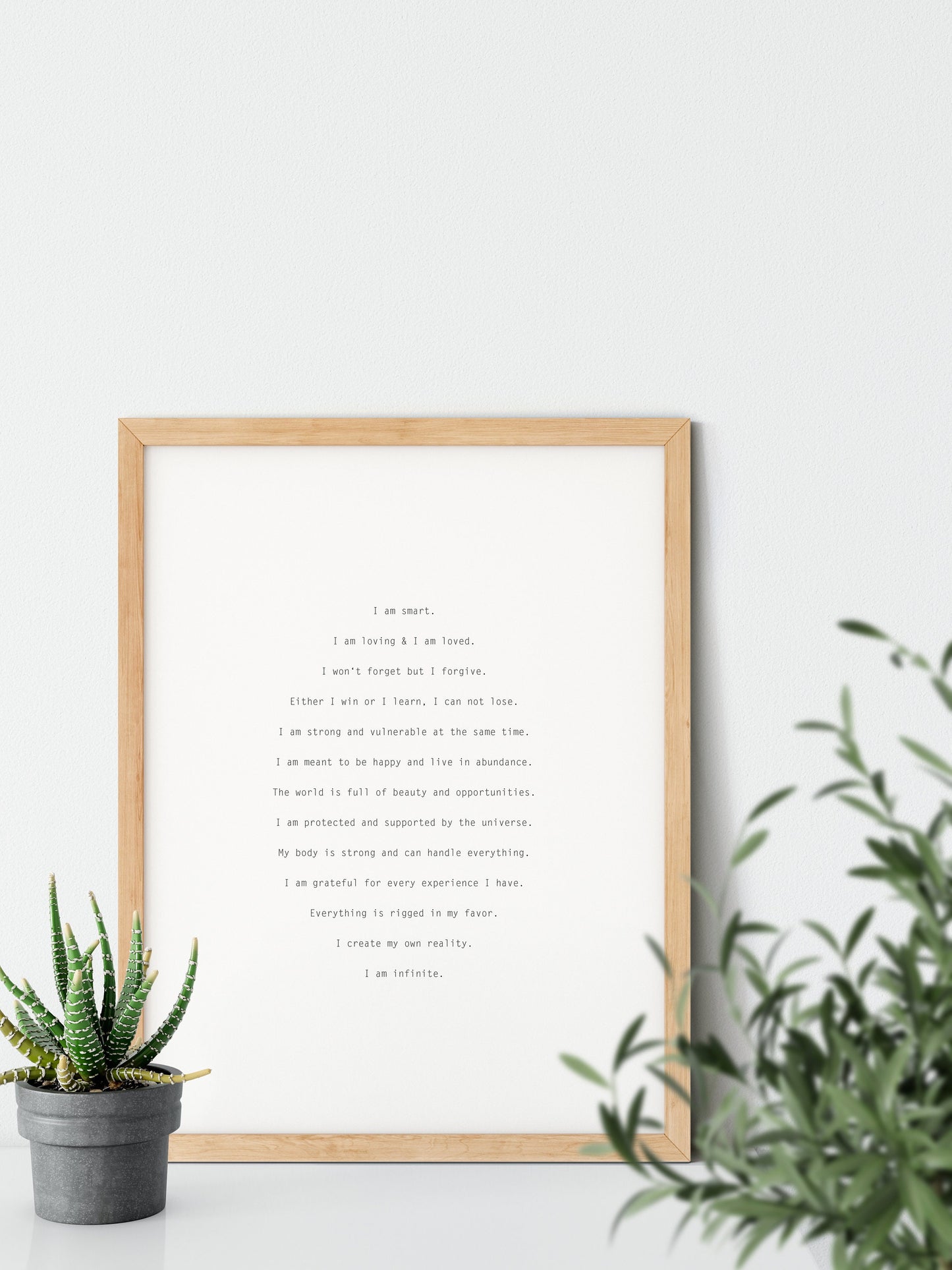 Positive Affirmations Poster, Daily Affirmations, Self Love Affirmations, Typo Poster, Motivational Poster, Minimalist