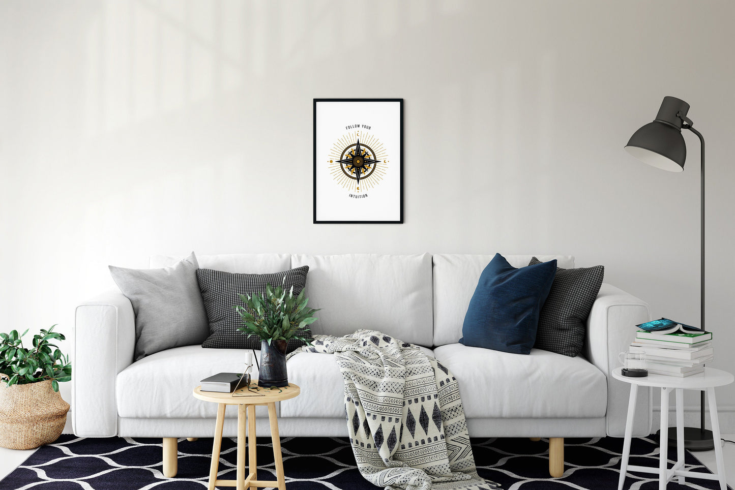 Follow your intuition Poster, Kompass Poster, inspirierendes Zitat Poster, Boho Poster, Folge deiner Intuition