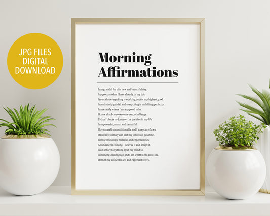 Good morning affirmations, printable affirmations, self love affirmations, motivation poster, daily affirmations, morning affirmations